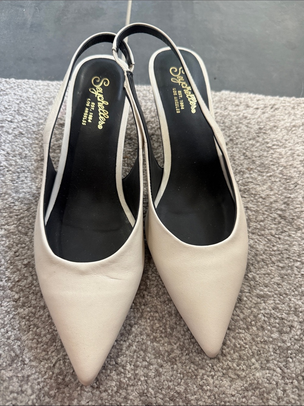 Seychelles Cream Pointed Toe Slingback Flats